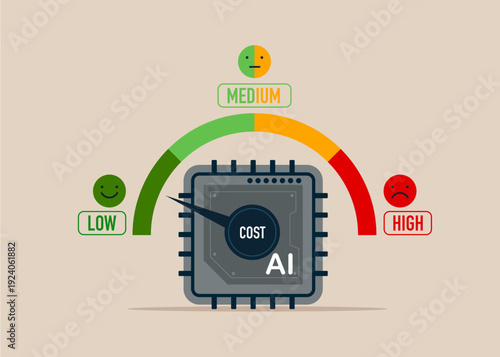 Level control and artificial intelligence cost optimization,  efficiency and quality. Modern vector illustration in flat style.