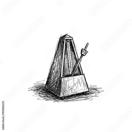 Wooden Metronome Scribble Line Art