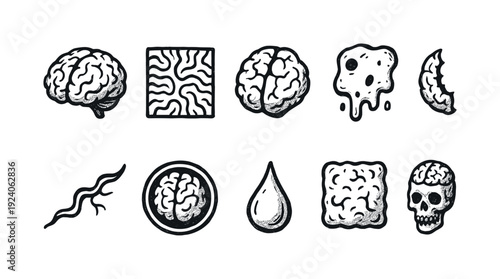 Halloween and horror silhouette icon set. Spooky, creepy symbols collection.