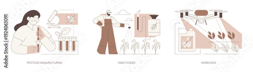 Use of pesticides isolated cartoon vector illustrations se