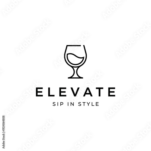 Wine Glass Illustration with Elegant Typography.