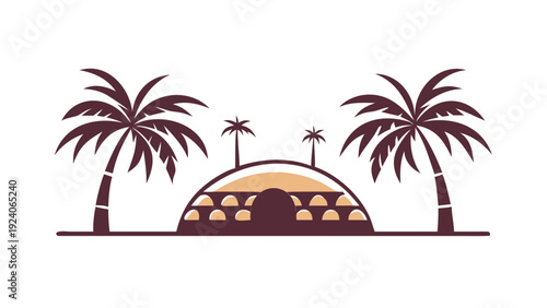 Tropical oasis with palm trees