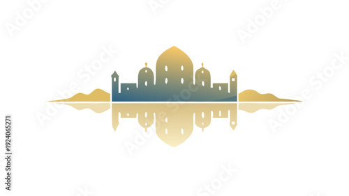 Silhouetted mosque reflection