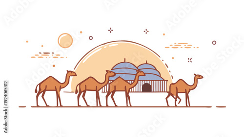 Desert caravan with traditional tents