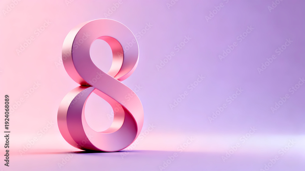 Obraz premium International Women’s Day 8 March Pink Number 8 3D Glossy Background