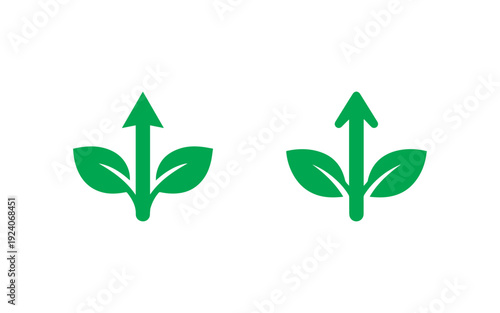 Wallpaper Mural Two distinct green sprout icons featuring central upward pointing arrows symbolize rising organic development and improvement. Torontodigital.ca