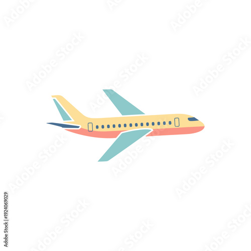 Minimalist Flat Design Airplane Icon in Soft Pastel Colors