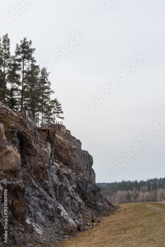 rocks in the fog