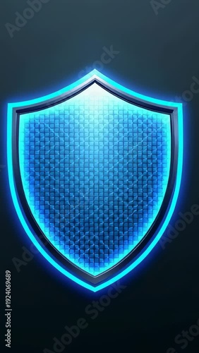 Wallpaper Mural Vertical video: Pulsing shield emblem at start on backdrop, neon rim, honeycomb, signaling safety Torontodigital.ca