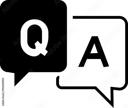 Question and answer icon set. Chat, speak bubble, Q and A, ask, support, dialog, help center symbol - stock vector. Isolated on transparent on background