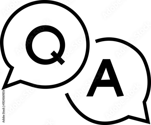 Question and answer icon set. Chat, speak bubble, Q and A, ask, support, dialog, help center symbol - stock vector. Isolated on transparent on background