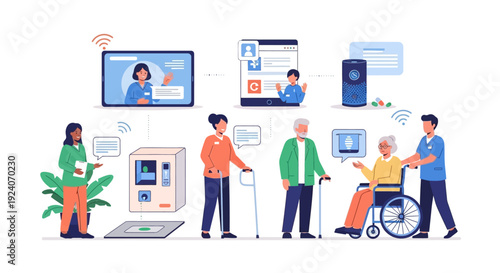 Smart Elderly Care Ecosystem: Telemedicine, Remote Monitoring & Digital Health for Seniors with Caregivers & AI Assistance