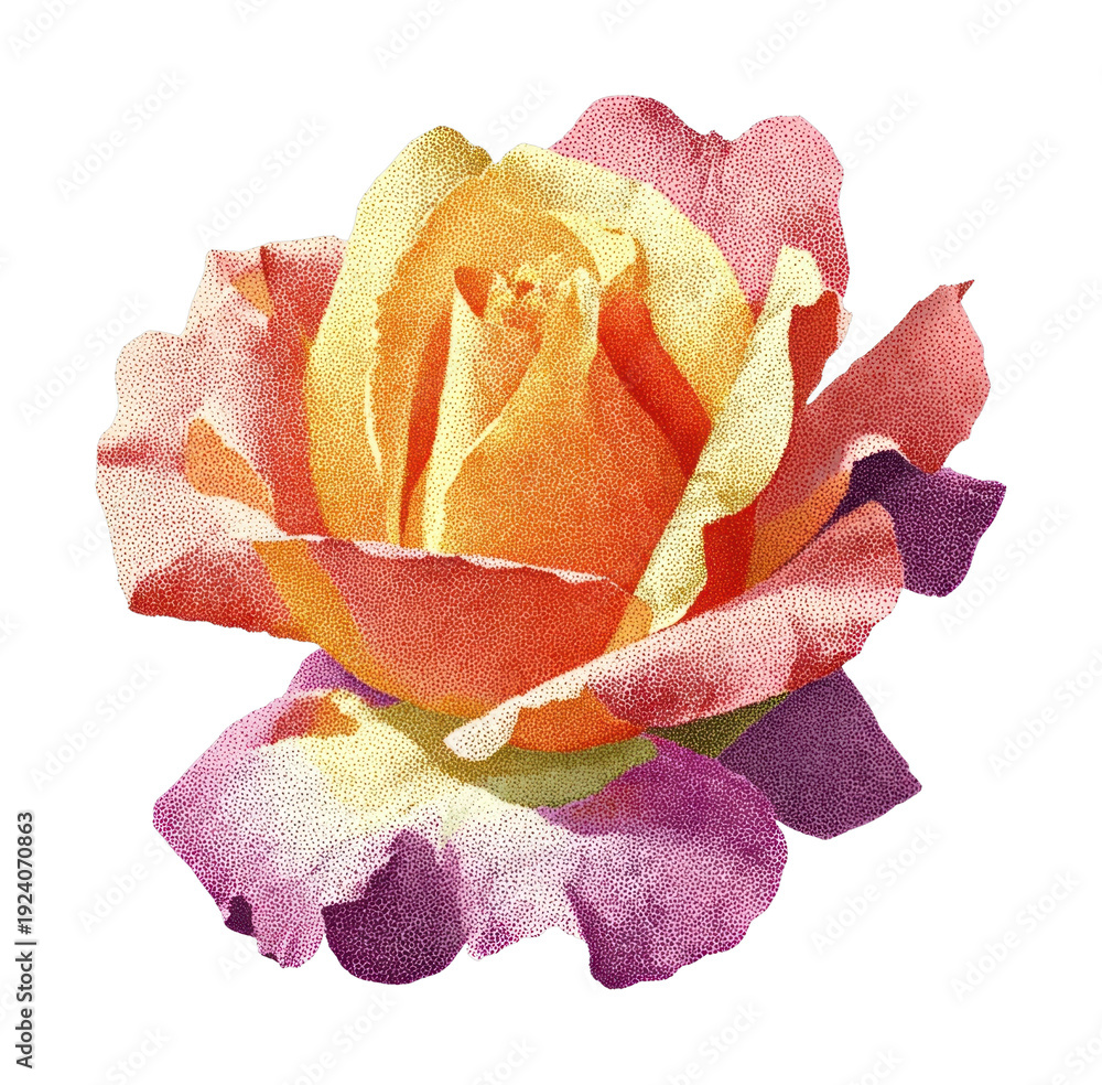 Obraz premium PNG Vibrant watercolor rose illustration.