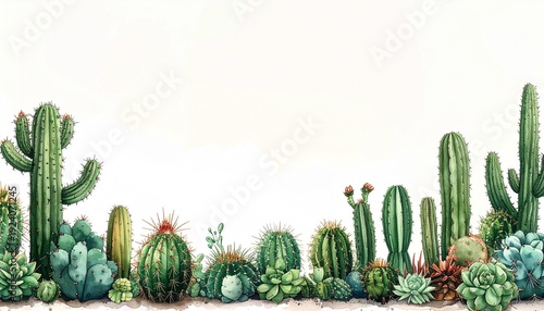 Variety of Cacti and Succulents Arrangement.