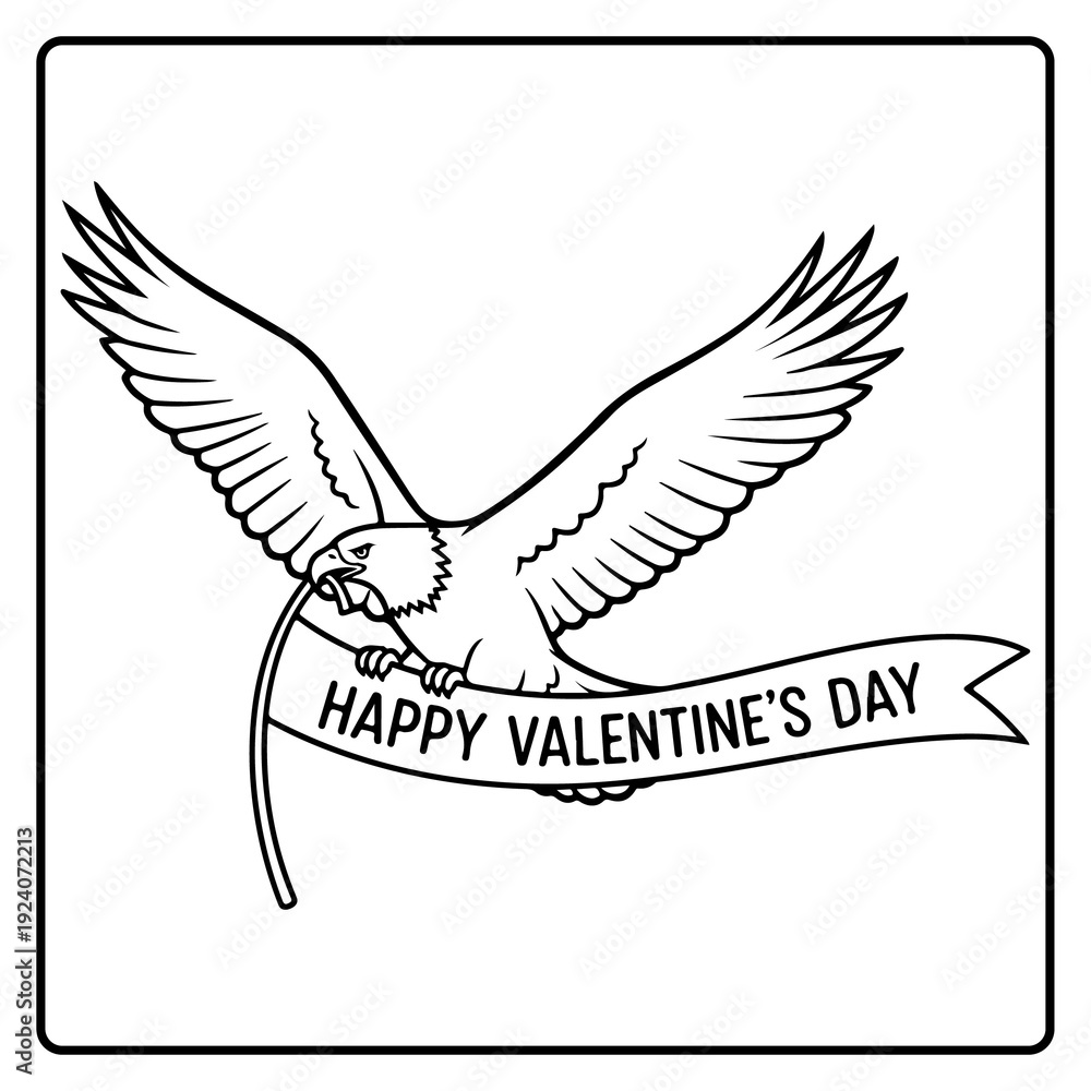 Obraz premium Bald Eagle Valentine Day Coloring Book
