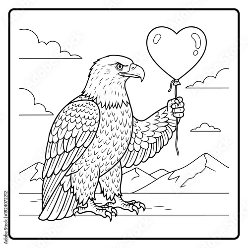 Bald Eagle Valentine Day Coloring Book