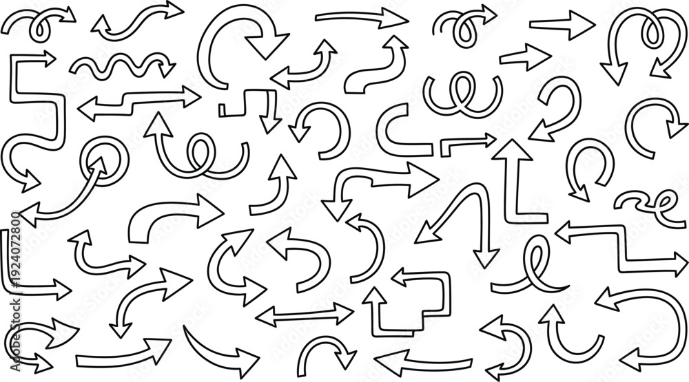 Obraz premium A collection of various black arrows on a white background for design purposes