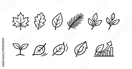 Nature and wildlife silhouette icon set. Nature, animals, forests icons collection