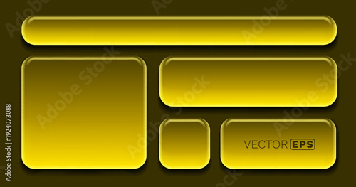 Glossy golden buttons and banners with shadow effect. A modern set of web elements.