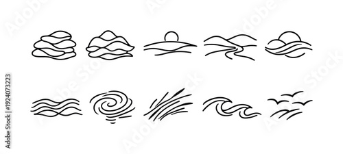 Business and office flat icon set for workplace productivity and organization