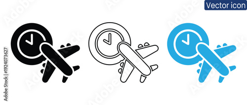 Dynamic airplane taking off with a clock in the background, symbolizing timely travel and adventure