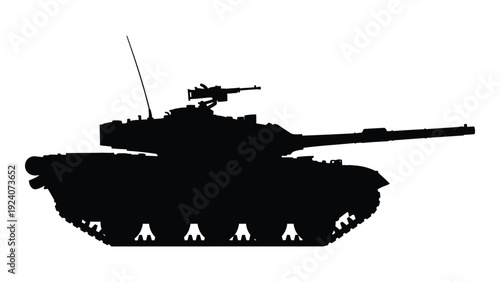 A black silhouette of a tank on a white background isolated on white background, Vector
