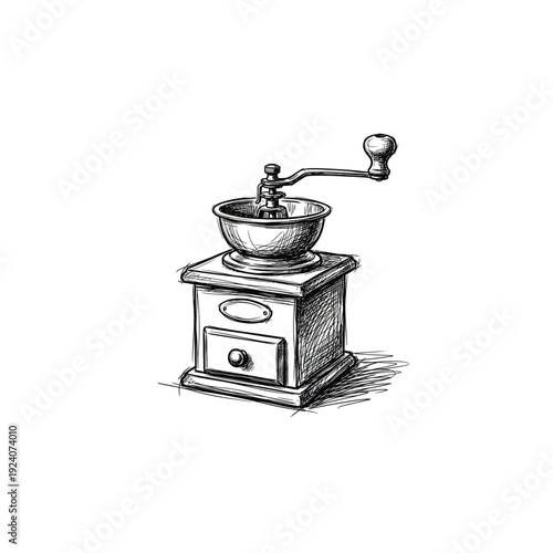 Coffee Grinder Scribble Line Art