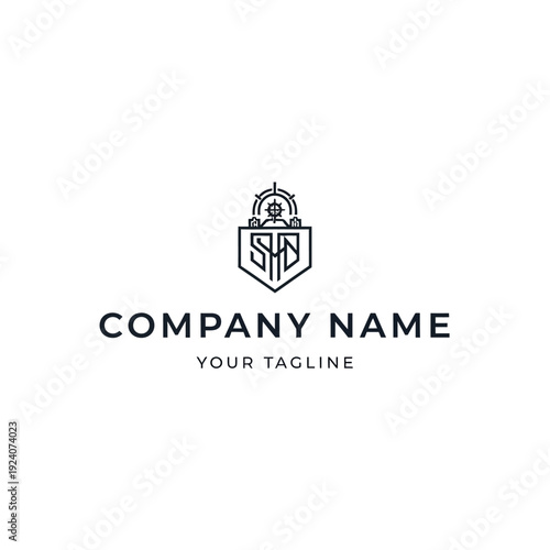 Company Logo Design Template with Shield.