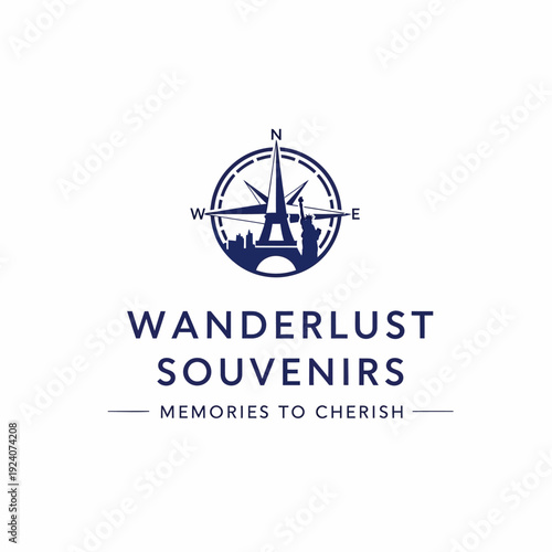 Wanderlust Souvenirs Logo with Compass Design.