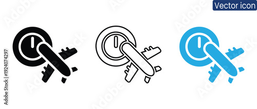 Set of key and lock icons in different colors and styles