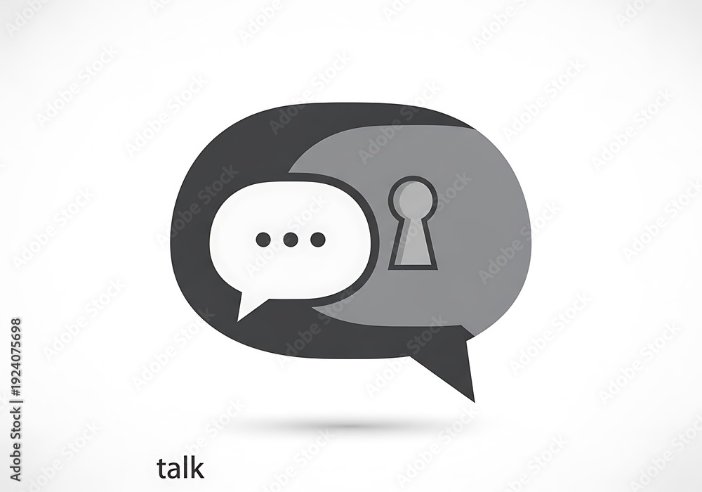 Fototapeta premium Speech bubbles with a keyhole symbolize confidential communication.