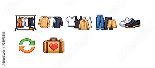 Fashion and shopping filled icon set. Clothing, apparel, shopping icons filled collection