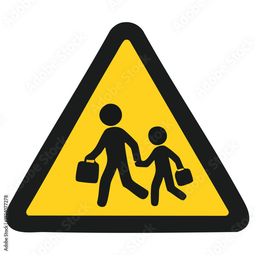 School Zone Warning Sign vector illustration, flat design
