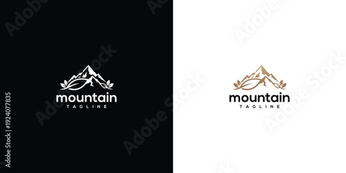 Mountain Logo Design with Nature Elements - Minimalist  Modern.