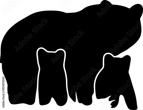 Bear and cub silhouettes showcasing the beauty of nature and wildlife.