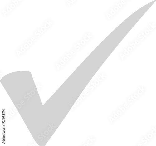 A large gray checkmark symbol on a white background