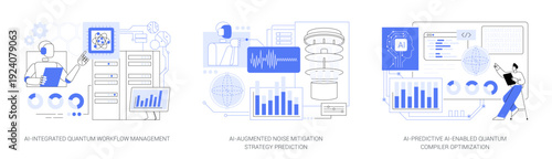 AI Optimization for Quantum Systems abstract concept vector illustrations.