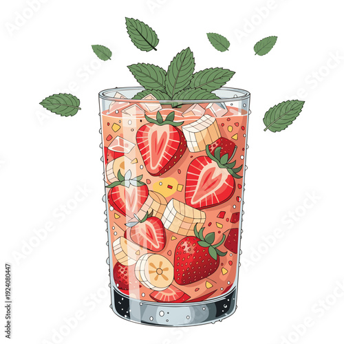 Fresh Fruit Infused Sparkling Strawberry Delight Drink