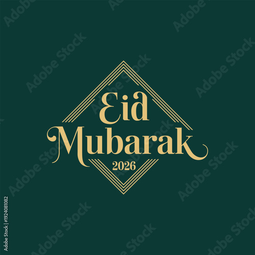 Eid Mubarak 2026 festive Islamic holiday greeting card template design