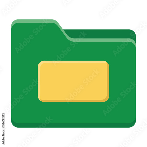 Green file folder with yellow label for organizing documents and information representing data management and storage solutions for business and office work