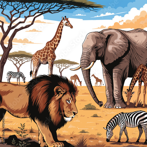 Majestic Wildlife Scene in African Savannah