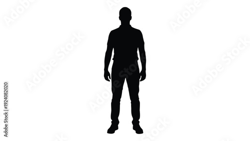 A black silhouette of a man standing isolated on white background, Vector