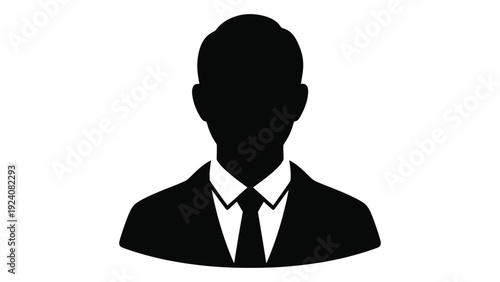 A simple black silhouette of a man in a business suit isolated on white background, Vector