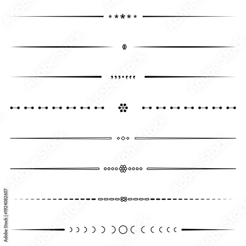 Vintage decorative text dividers, elegant calligraphic patterns, a set of vector design elements,  PNG set available.