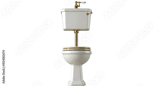 Foto Isolated old fashioned high tank toilet for vintage bathroom interior design con
