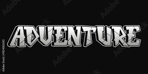 Adventure word in graffiti style typography on black background