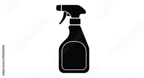 A simple black silhouette of a spray bottle on a white background