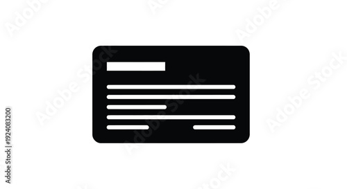 Simple black icon depicting a document or notepad with lines