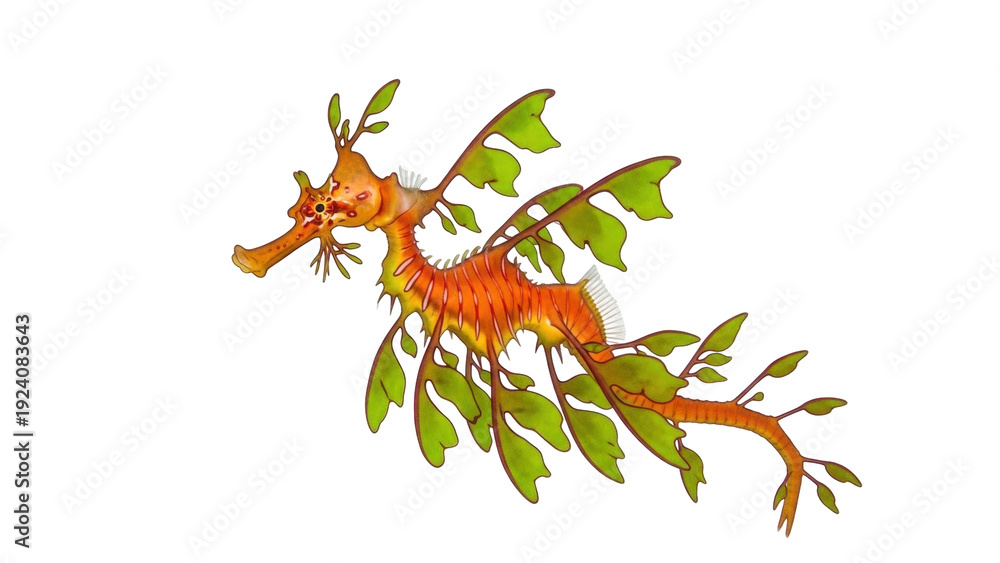 Obraz premium Isolated leafy seadragon illustration aquatic animal underwater marine wildlife icon symbol
