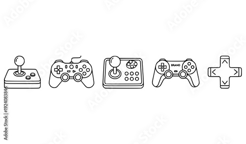 Joystick and Game Controller Outline Icons – Editable Stroke Vector Set